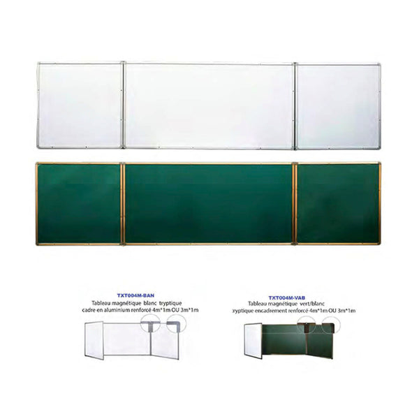 Tableau Triptyque Mixte Émaillé avec Cadre en Aluminium.