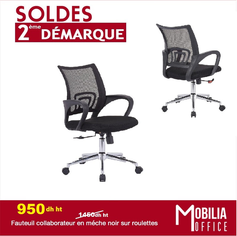 FAUTEUIL COLLABORATEUR EN MESH Noir