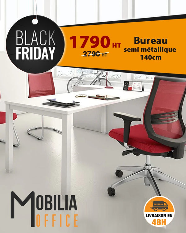 BUREAU SEMI MÉTALLIQUE BLANC