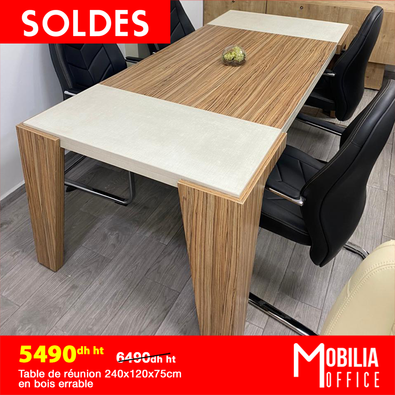 TABLE DE REUNION EN BOIS 240*120CM ERRABLE ET BLANC